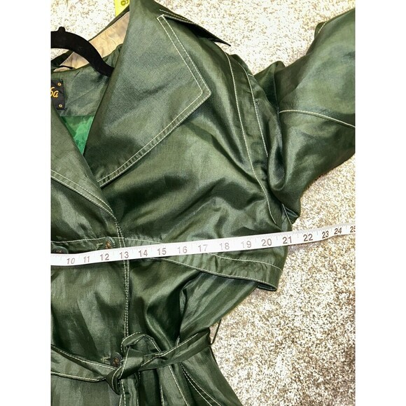 Luba Paris 80s Full‎ Length Green Trench Rain Coat Size 11/12 - Picture 6 of 7